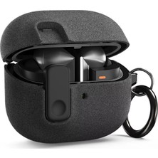 Caseonn Samsung Galaxy Buds 3 Pro Kılıf Modern Kilitli Alcantara Siyah