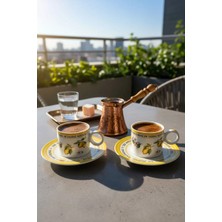 Mien Renkli 2'li Kahve Fincanı Takımı 90 ml | Dekoratif Fincan Seti Şık Kahve Sunum - Sarı