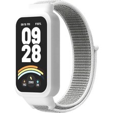 Caseonn Xiaomi Smart Band 9 Active Kordon Hasır Kumaş Nylon Kayış Beyaz