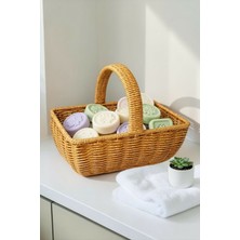 23X16 Kulplu Hasır Sepet | Kahverengi Dekoratif ve Çok Amaçlı Sepet - Sarı