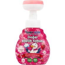 Babyicon Doğal Köpük Sabun Çiçek Form Çilekli Pembe Renkli 350 ml (4 Adet)