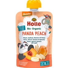 Holle Organik Panda Peach (Buğday, Şeftali, Kayısı, Muz Püresi (5 Adet)