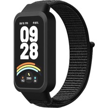Caseonn Xiaomi Smart Band 9 Active Kordon Hasır Kumaş Nylon Kayış Siyah
