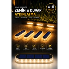 4 Adet Solar Güneş Enerjili Premium Kalite, 30 Led'li Dekoratif Zemin, Bahçe ve Peyzaj Aydınlatma – IP68 Su Geçirmez, Sarı Işık
