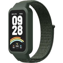 Caseonn Xiaomi Smart Band 9 Active Kordon Hasır Kumaş Nylon Kayış Koyu Yeşil
