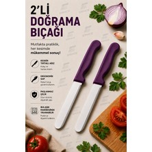 ERHCE 2'li Mor Ince Tırtıklı Micro Doğrama Bıçağı Sebze Meyve Ekmek Mikro Solingen Bıçak