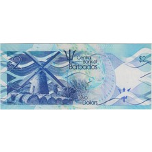 Banknoting Barbados 2 Dolar 2013 Çil.