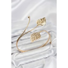 Mç Plus Erb Pazu Bileklik Gold Renk Pirinç Yaprak Model