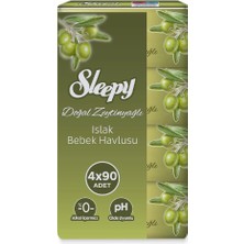 3 Adet  Sleepy Islak Havlu Zeytinyağlı 4X90'LI