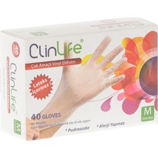 3 Adet  Clinlife Vinyl Çok Amaçlı Eldiven 40'lı Medium