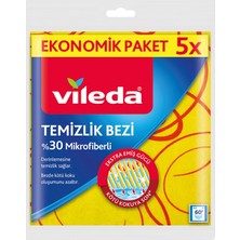 4 Adet Vileda %30 Mikrofiber Düz 5'li Temizlik Bezi