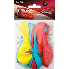 3 Adet  The Cars Poşet Içi 6'lı Balon (4 Renk Baskılı)