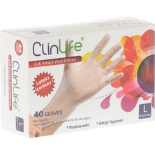2 Adet  Clinlife Vinyl Çok Amaçlı Eldiven 40'lı Large