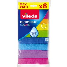 Vileda Mikrofiber Bez 8'li Color Yüksek Emicilik ve Kolay Temizlik Sağlayan Çok Amaçlı Kullanım