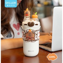 3 Adet Diller D9285 Capybara  Çift Kapaklı Çelik Termos 520 ml