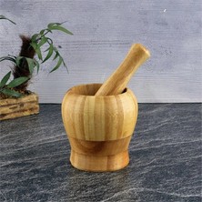 3 Adet  Tohana Bambu Havan 9,5X9X7 cm Tokmak Uzunluğu:13 cm