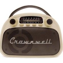 Crown Well Crownwell Taşınabilir Bluetooth Retro Radyo Arizona Serisi Krem