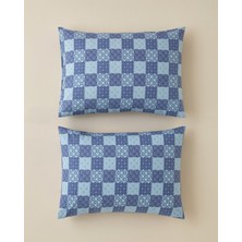 English Home Azule Kolay Ütülenir Mavi 50X70 cm 2'li Yastık Kılıfı Desenli ve Şık Tasarım