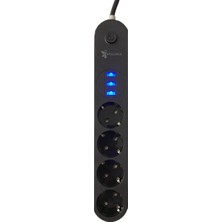 ForWhat Büro Ev Ofis Için 2mt 4priz 3usb Siyah Anahtarlı Çocuk Akım Korumalı Topraklı Grup Priz