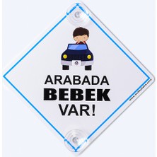 Butik Plaka Mavi Renkli Dikkat Arabada Bebek Var İkaz Levhası 0-3 Yaş İçin Çift Vantuzlu Tasarım