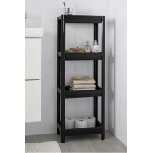 Vesken Çok Amaçlı 4 Katlı Düzenleyici Siyah Raf Ünitesi 23 cm Genişlik 100 cm Yükseklik