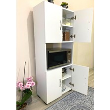 Irmak Mobilya 4 Kapaklı Beyaz Mikrodalga Fırın Dolabı Suntalam Malzeme 140 cm Ölçülerle Geniş Depolama