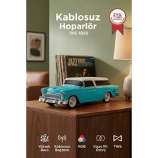 Torima Bluetooth Hoparlör Klasik Araba Tasarımlı USB TF FM Destekli WS-1955 Turkuaz