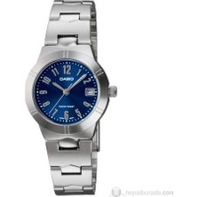 Casio Standart Kadın Kol Saati LTP-1241D-2A2DF Gri Çelik Kordonlu Lacivert Kadranlı