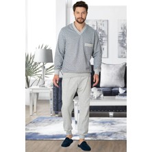 By Mecit Pijama Mecit 2766 Gri Büyük Beden Erkek Pijama Takımı