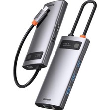 Baseus Metal Gleam Series 6in1 Type-C Hub Adaptör Çoklayıcı CAHUB-CW0G 6 Port ile Estetik ve Fonksiyonel