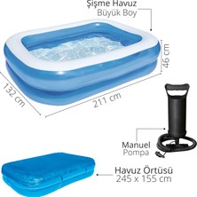 Blooma Büyük Şişme Aile Havuz Seti- 62002 Pompa + Kapama Örtüsü Hediyeli