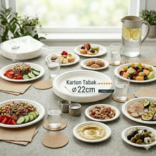 TABAKGROUP Karton Tabak 22 cm 50 'li Adet, Tek Kullanımlık Pasta, Kek, Parti Için Kağıt Tabak