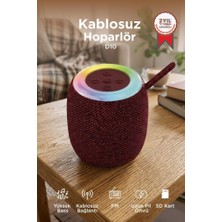 Torima Bluetooth Hoparlör Rgb Işıklı USB FM Destekli Radyo D10 Kırmızı