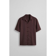 Abluka Online Erkek Boxy Fit Tencel Kumaş Kimono Gömlek Bordo