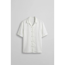 Abluka Online Erkek Boxy Fit Tencel Kumaş Kimono Gömlek Beyaz