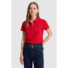 U.S. Polo Assn. Kadın Kırmızı Polo Yaka Basic Tişört 50321798-VR030