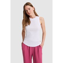 U.S. Polo Assn. Kadın Beyaz Bisiklet Yaka Basic Tişört 50321799-VR013