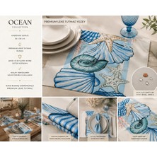 Sister Home Design Ocean Collection Deniz Kabuklu Amerikan Servis 35X50 cm | Premium Leke Tutmaz Kumaş | Marine & Coastal Sofra Dekoru | Dijital Baskılı Amerikan Servisi