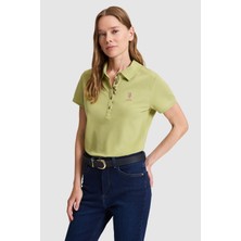 U.S. Polo Assn. Kadın Yeşil Polo Yaka Basic Tişört 50321798-VR016