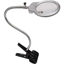 Forestia Mandallı Ayarlanabilir Metal Hortumlu LED Işıklı Masa Büyüteci 90MM