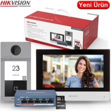Hikvision DS-KIS604-S IP İnterkom Seti 7 İnç Dokunmatik Ekranlı Villa ve Ev Görüntülü Diafon