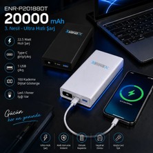 eNerRX Enerx ENR-P20188DT 20.000 mAh 22.5 Watt Dijital Göstergeli Powerbank Beyaz