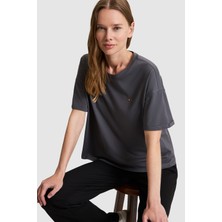 U.S. Polo Assn. Kadın Antrasit Bisiklet Yaka Basic Tişört 50323545-VR006