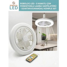 Robolog Yeni Nesil E27 Duylu Kumandalı Tavan Vantilatörlü LED Lamba  3 Renk Ayarı