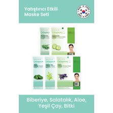 Dermal Yatıştırıcı Etkili Yeşil Çay Aloe Salatalık Biberiye ve Bitki Özlü Maske Seti 23GR x 5ADET