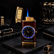 Kesene Isime Kişiye Özel Premium Saat Tasarım Jet Alevli Metal Çakmak Özel Prestij Hediye Dolu Gönderim Kw