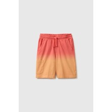 United Colors Of Benetton Erkek Çocuk Kırmızı Mix Arka Cebi Logo Detaylı Beli Ipli Bermuda Şort 6-14 Yaş