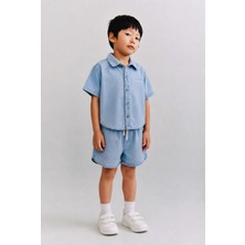 Dundee Kids Unisex Mavi Denim Şortlu Takım