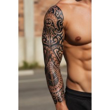 Zurafa Shop Tribal Figürlü 12 Saat Sonra Kararan Geçici Kol Dövme Tattoo