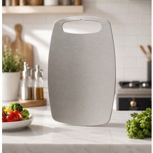 Farmtokid Paslanmaz Çelik Kesme Tahtası Oval 18CMX28CM – 316 Kalite